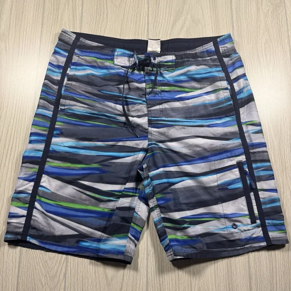 Nike Lined Board Shorts Swim Trunks Mens S Blue Purple Tiger Stripe Pattern Surf